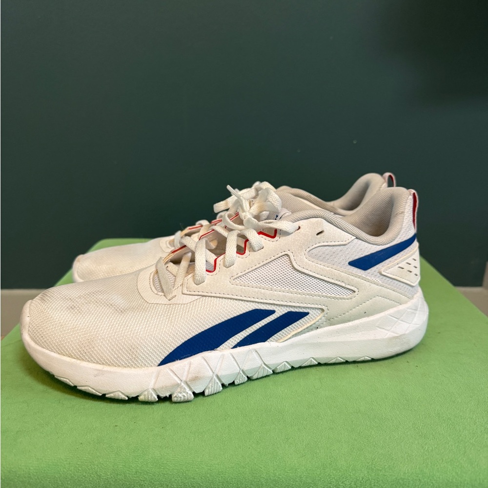 Men’s Size 10 Reebok White and Blue Athletic Shoes